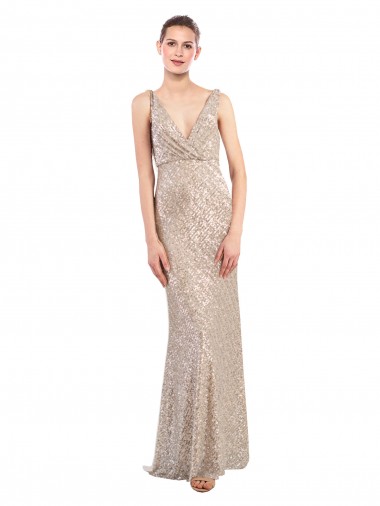 Best Faux Surplice V-Neck Slim Formal Sparkling Sequin Bridesmaid Dress / Prom Dress Sydney