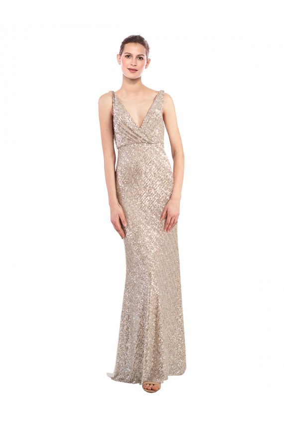 Best Faux Surplice V-Neck Slim Formal Sparkling Sequin Bridesmaid Dress / Prom Dress Sydney