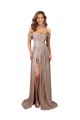 Best Strapless Scoop Neck Off the Shoulder Long Formal Sequin Bridesmaid Dress / Prom Dress with High Slit Sydney