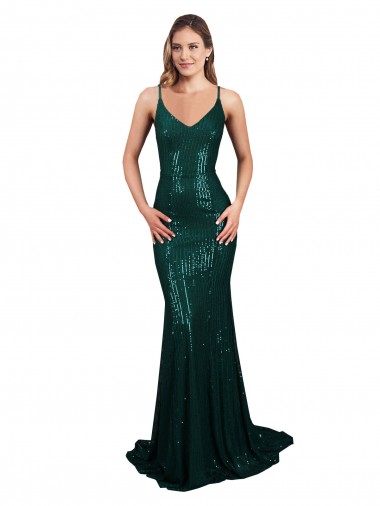 Best Fishtail Shaped V-Neck Open Back Long Formal Sequin Bridesmaid Dress / Prom Dress Sydney