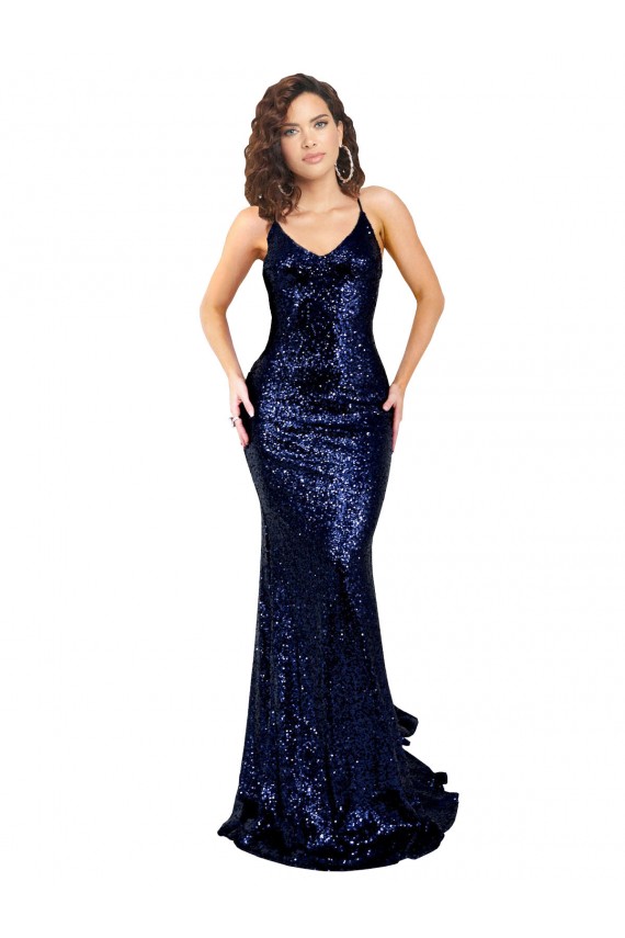 Best Mermaid V-Neck Low Back Long Formal Sequin Bridesmaid Dress / Prom Dress Sydney