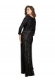 Best Deep V-Neckline Full Back Long Sleeves Sparkling Formal Sequin Bridesmaid Dress / Prom Dress with High Slit Sydney