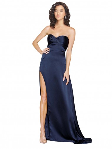 Best Knotted Sweetheart Formal Silky Satin Bridesmaid Dress / Prom Dress with High Side Split Sydney