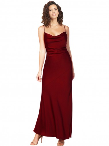 Best Cowl Neck Low Back Formal Silky Satin Bridesmaid Dress / Prom Dress with Thin Back Straps Sydney