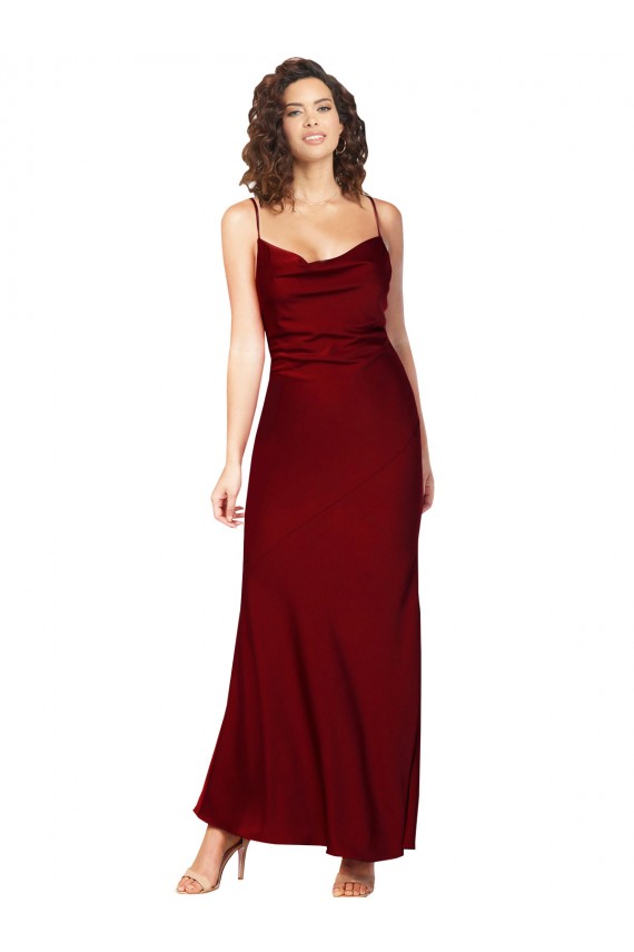 Best Cowl Neck Low Back Formal Silky Satin Bridesmaid Dress / Prom Dress with Thin Back Straps Sydney
