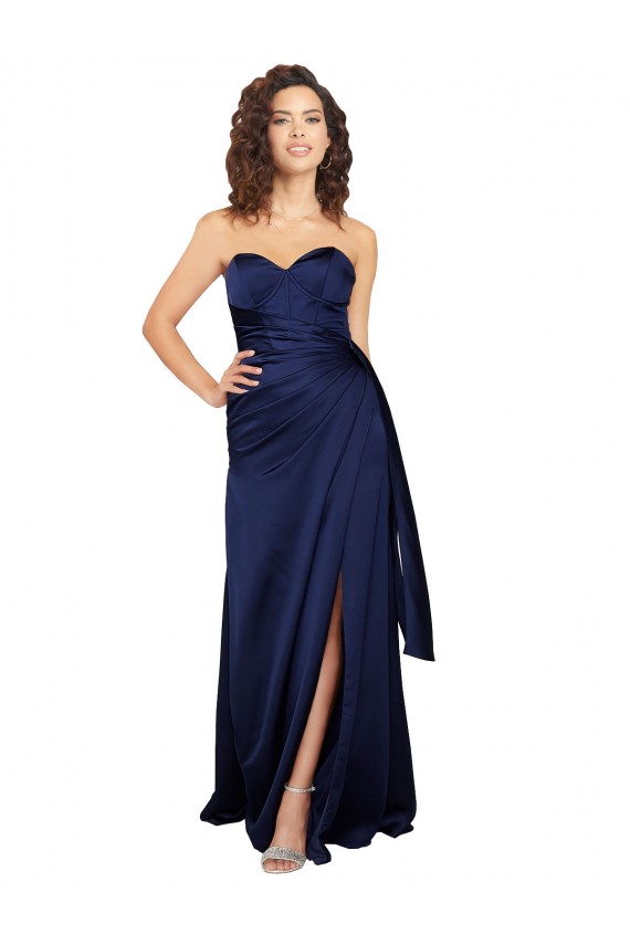 Best Floor Length Wrap Skirt Formal Silky Satin Bridesmaid Dress / Prom Dress Sydney