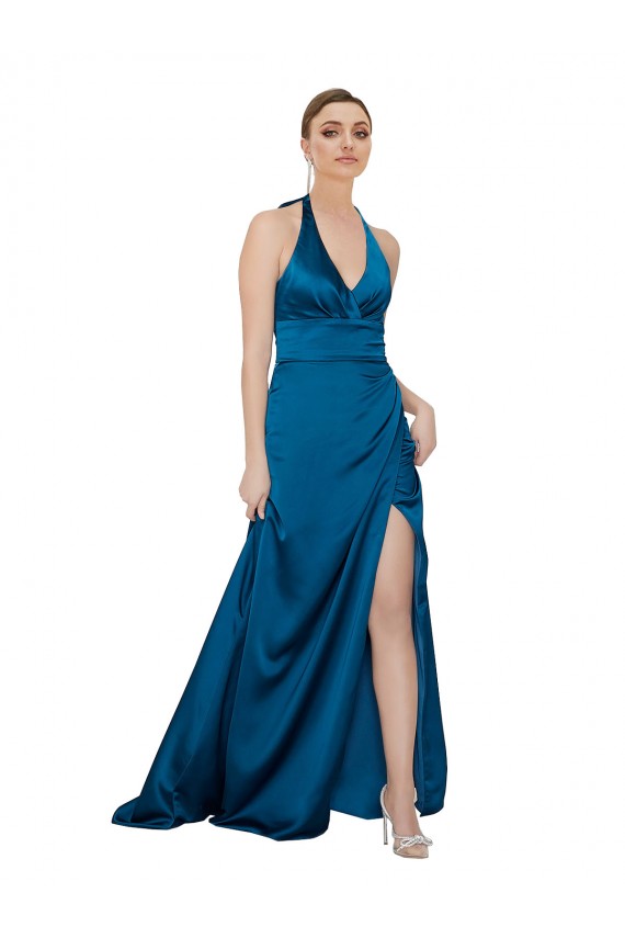 Best Halter Neck Formal Silky Satin Bridesmaid Dress / Prom Dress Sydney