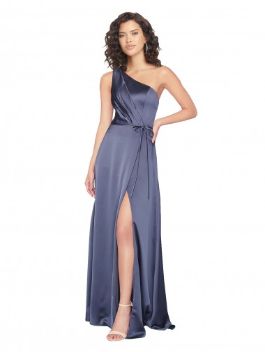 Best Draped Formal Silky Satin Bridesmaid Dress / Prom Dress with Tied Waist Sydney