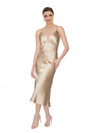 Best Empire Waist Formal Silky Satin Cocktail Midi Bridesmaid Dress / Prom Dress Sydney