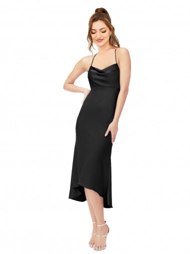 Best High Low Formal Silky Satin Cowl Neck Cocktail Midi Bridesmaid Dress / Prom Dress Sydney