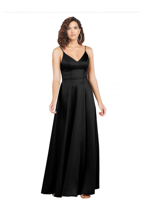 Best Formal Silky Satin Floor-Length Long Bridesmaid Dress / Prom Dress with V-Neckline Sydney