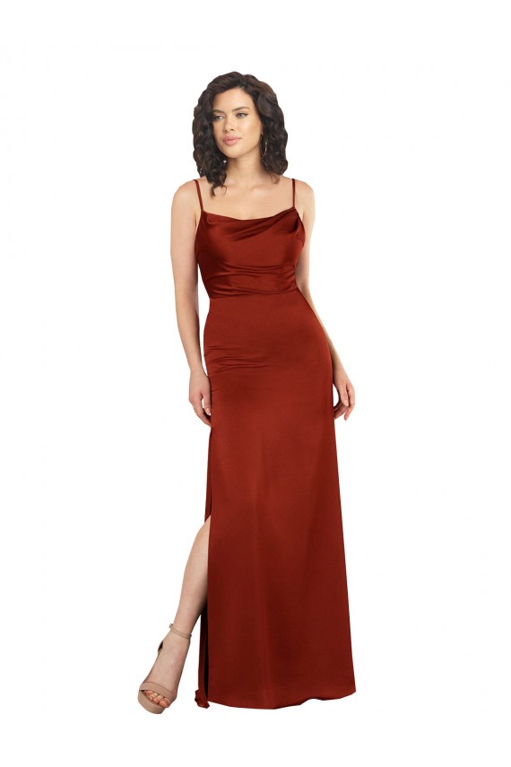 Best Floor-Length Formal Silky Satin Bridesmaid Dress / Prom Dress with Skirt Slit Sydney