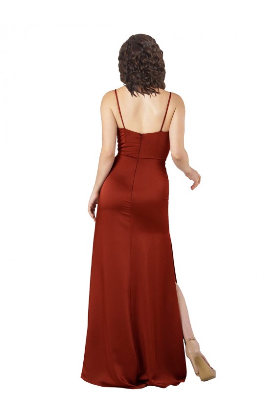 Best Floor-Length Formal Silky Satin Bridesmaid Dress / Prom Dress with Skirt Slit Sydney