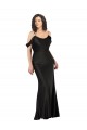Best Off the Shoulder Sleeves Formal Silky Satin Bridesmaid Dress / Prom Dress with Skirt Slit Sydney