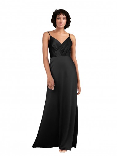 Best Full Length V-Neckline Formal Silky Satin Bridesmaid Dress / Prom Dress with Spaghetti Straps Sydney