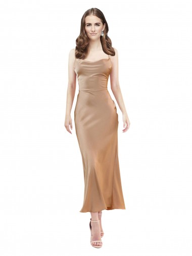 Best Cowl Neck Formal Silky Satin Midi Length Bridesmaid Dress / Cocktail Prom Dress Low Back Sydney