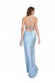 Best Open Back with Ties Cowl Neck Sheath Formal Silky Satin Long Bridessmaid Dress Sydney