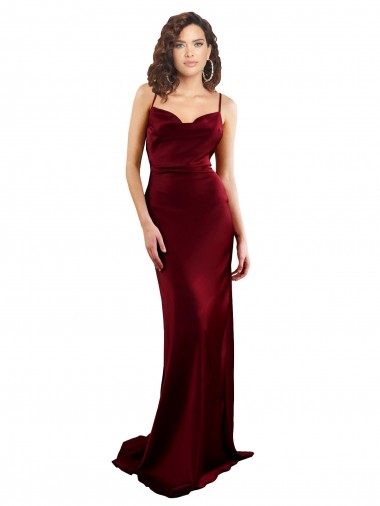 Best Cowl Neck Long Criss Cross Open Back Formal Silky Satin Bridesmaid Dress / Prom Dress Sydney
