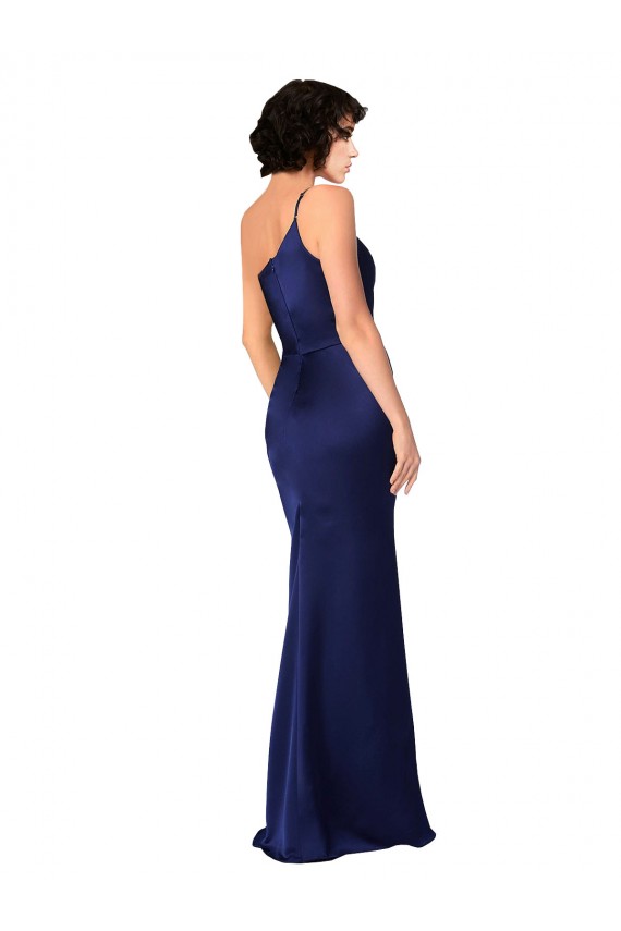 Best One Shoulder Formal Silky Satin Bridesmaid Dress / Prom Dress with Skirt Slit Sydney