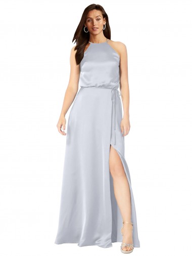 Best Halter Neck Formal Silky Satin Bridesmaid Dress with Strappy Back Sydney