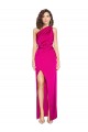 Best One Shoulder Long Full Length Formal Silky Satin Bridesmaid Dress / Prom Dress with Front Side Split Sydney