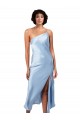 Best Midi Length Short Formal Silky Satin Bridesmaid Dress / Cocktail Prom Dress with Asymmetric Neckline and High Side Split Sydney