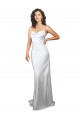 Best Simple Sweep Train Low Back Tie Cowl Neck Long Silky Satin Beach Wedding Dress Sydney