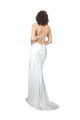Best Simple Sweep Train Low Back Tie Cowl Neck Long Silky Satin Beach Wedding Dress Sydney