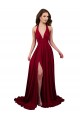 Best A-Line Halter Plunge V-Neckline Open Back Formal Spandex Bridesmaid Dress / Prom Dress with Slit Sydney