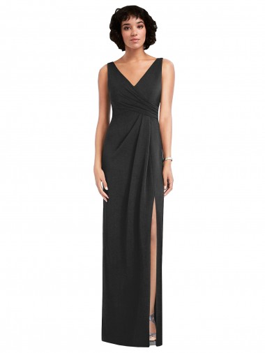Best Draped Wrap Formal Maxi Spandex Bridesmaid Dress / Prom Dress with Front Slit Sydney