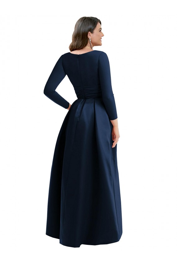 Best Long Sleeves Wrapped Formal Spandex Bridesmaid Dress / Prom Dress with High Low Full Skirt and Pockets Sydney