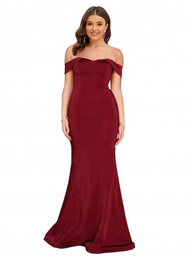 Best Off Shoulder Sleeves Sweetheart Neckline Long Formal Spandex Bridesmaid Dress / Prom Dress Sydney