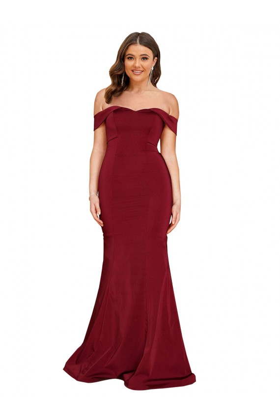 Best Off Shoulder Sleeves Sweetheart Neckline Long Formal Spandex Bridesmaid Dress / Prom Dress Sydney