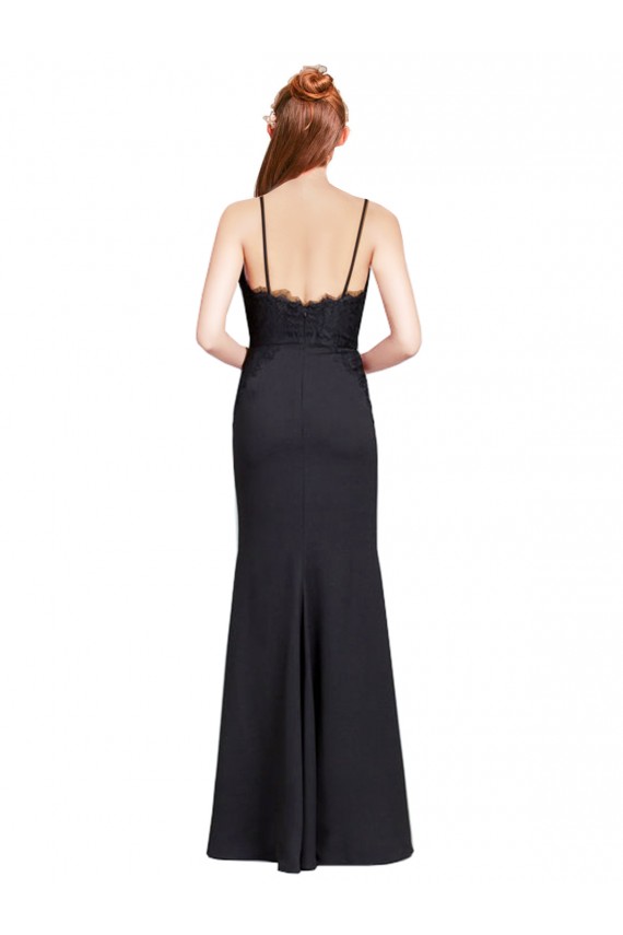Best Long Chiffon Bridesmaid Dress / Prom Dress with Lace Bodice and Curved V-Neckline Sydney