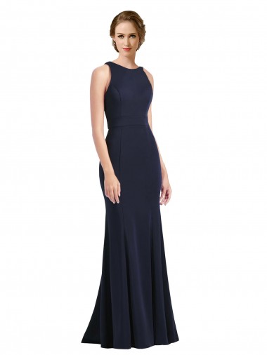 Best High Neck Sheath Long Crepe Bridesmaid Dress / Prom Dress Sydney