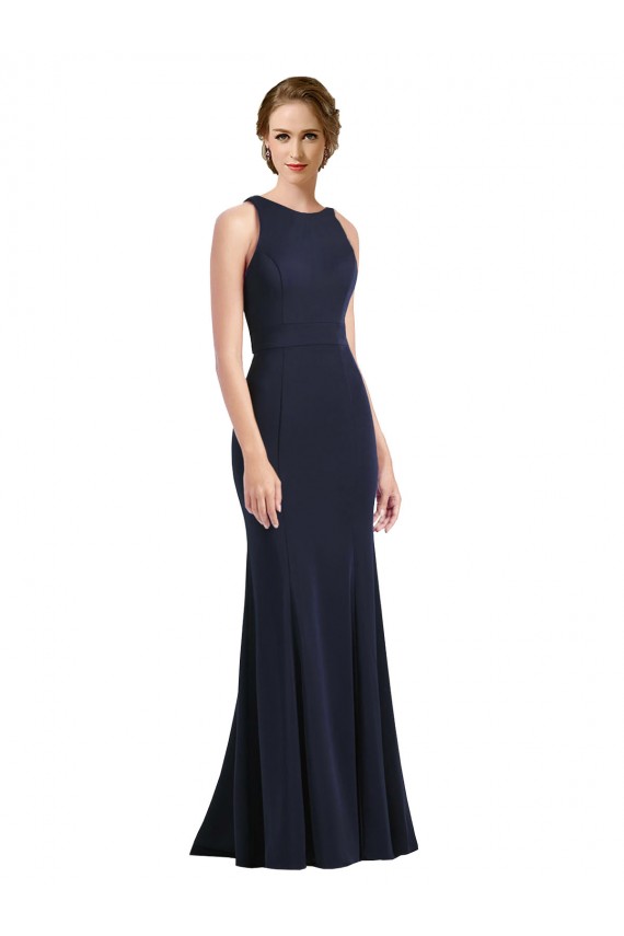 Best High Neck Sheath Long Crepe Bridesmaid Dress / Prom Dress Sydney