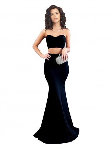Best Two Piece High Neck Formal Crepe Bridesmaid Dress / Prom Dress Sydney