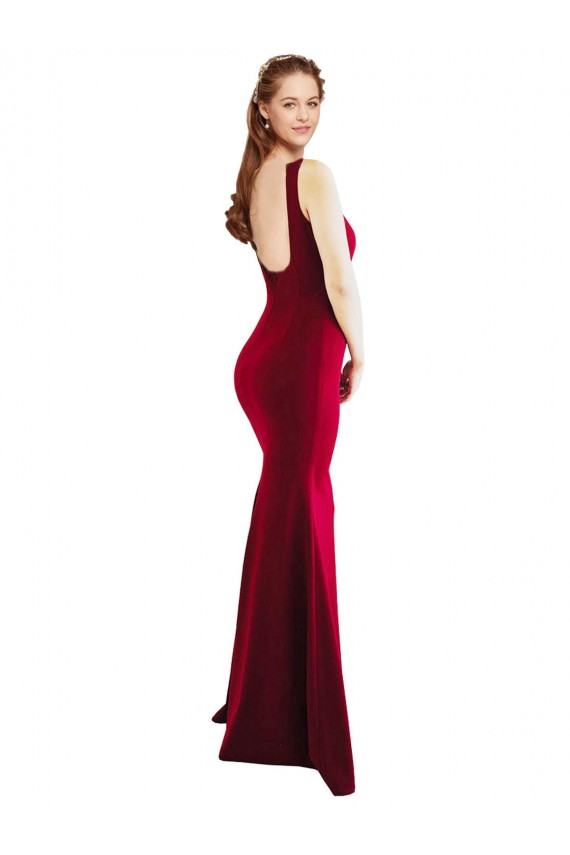 Best Square Neckline and Backline Fitted Formal Crepe Bridesmaid Dress / Prom Dress Sydney