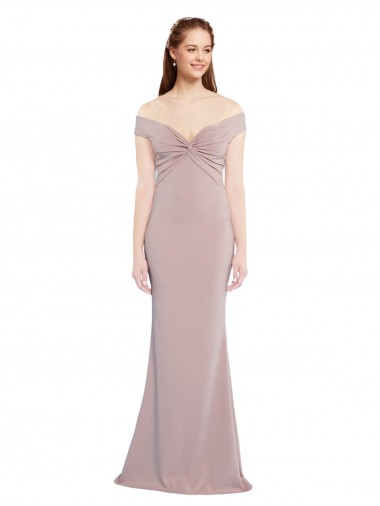 Best Knotted Off the Shoulder Formal Crepe Bridesmaid Dress / Prom Dress with Cut-Out Back Sydney