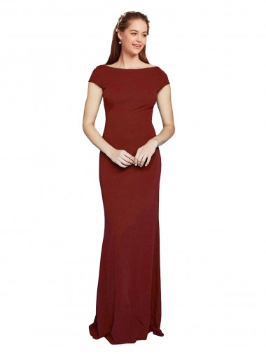 Best Cap Sleelves Mermaid Formal Crepe Bridesmaid Dress / Prom Dress Keyhole Back Sydney