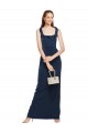 Best Scoop Neck with Ruffles Long Formal Crepe Bridesmaid Dress / Prom Dress with Back Slit Sydney