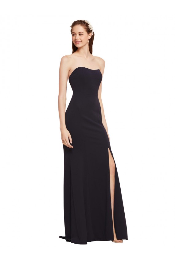 Best Strapless Bodycon Long Formal Crepe Bridesmaid Dress / Prom Dress with High Slit Sydney