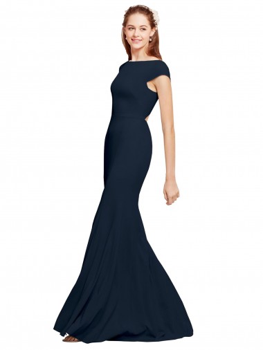 Best Fit and Flare Long Formal Crepe Bridesmaid Dress / Prom Dress with Tie Open Back Sydney