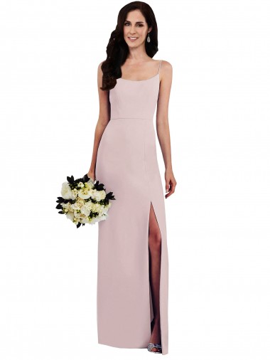 Best Spaghetti Strap V Back Formal Crepe Bridesmaid Dress / Prom Dress with Front Slit Sydney