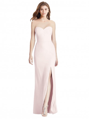 Best Strapless Crepe Trumpet Bridesmaid Dress / Prom Dress with Front Slit Sydney