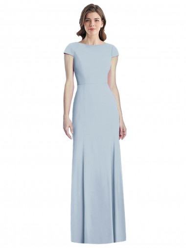 Best Bateau Neck Cap Sleeves Open Back Trumpet Bridesmaid Dress / Prom Dress Sydney