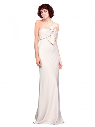 Best Strapless Crepe Fitted Bridesmaid Dress / Prom Dress with Twist Bow Sydney