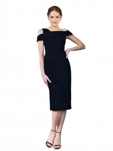 Best Draped Cross Shoulder Stretch Formal Crepe Cocktail Dress / Homecoming Dress Sydney