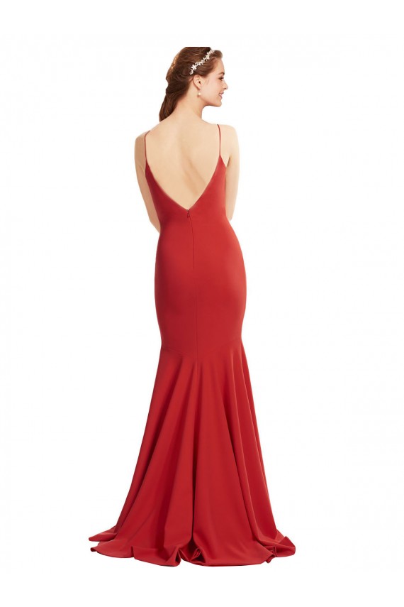 Best Mermaid Plunging V-Neck Formal Crepe Bridesmaid Dress / Prom Dress with Wide Open Back Sydney