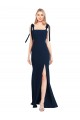 Best Flat Tie Shoulder Crepe Trumpet Bridesmaid Dress / Prom Dress with Front Slit Sydney
